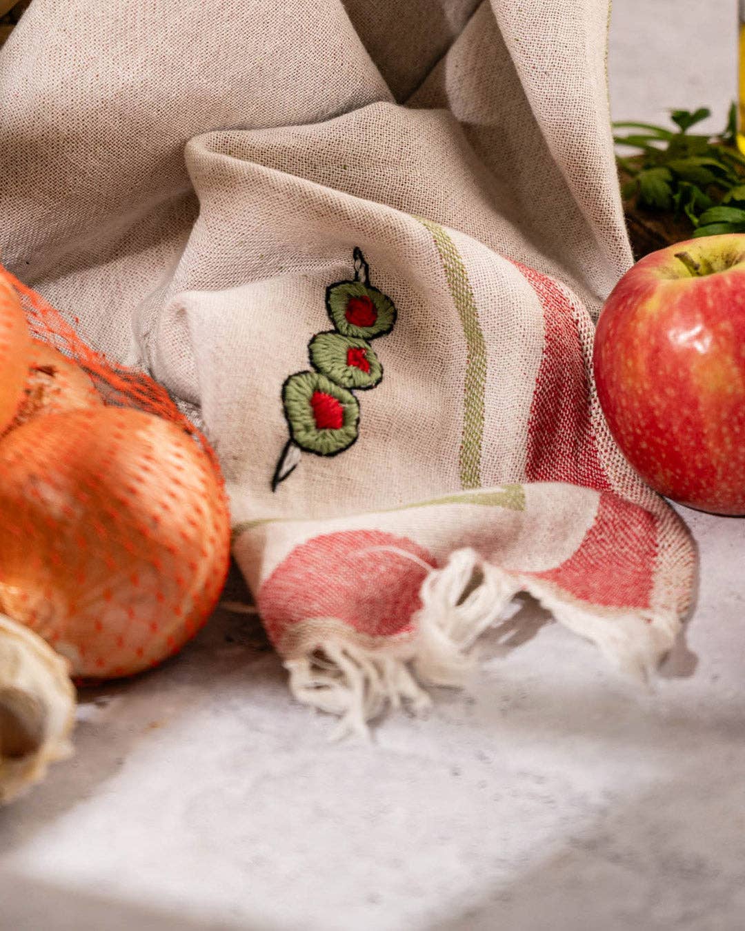 Olive - Hand-Stitched Kitchen Towel Set