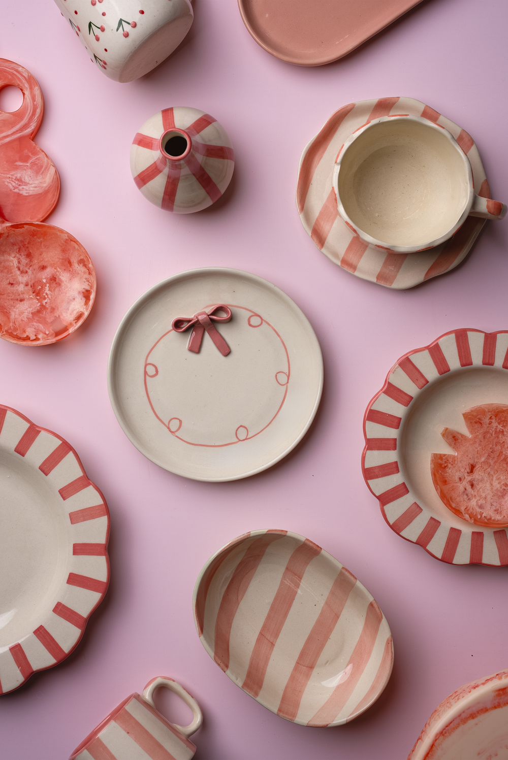 Ceramic Pink Stripe Coffee cup