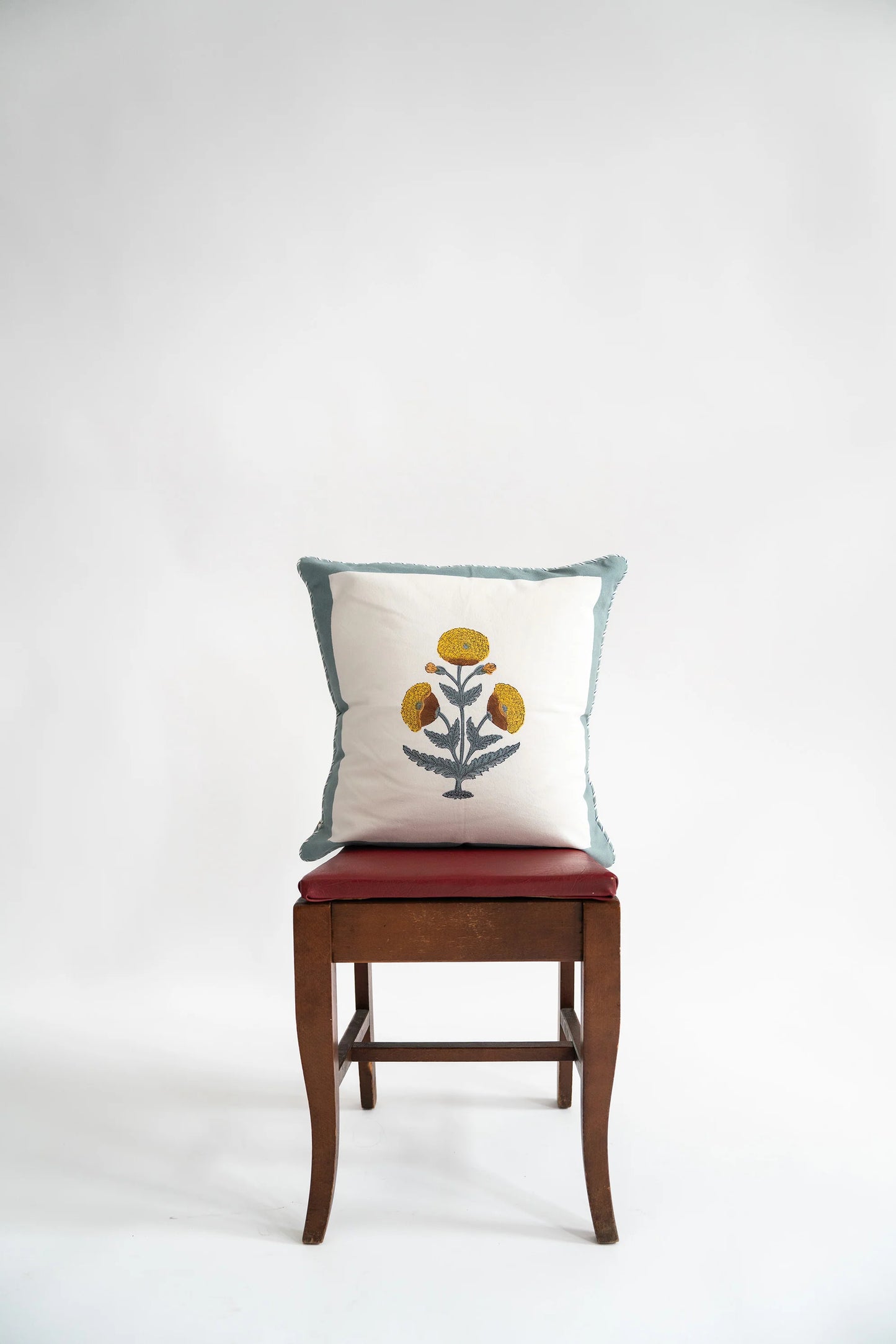 Blue Poppy Blockprint Pillowcase 18"x18" - Inner Child