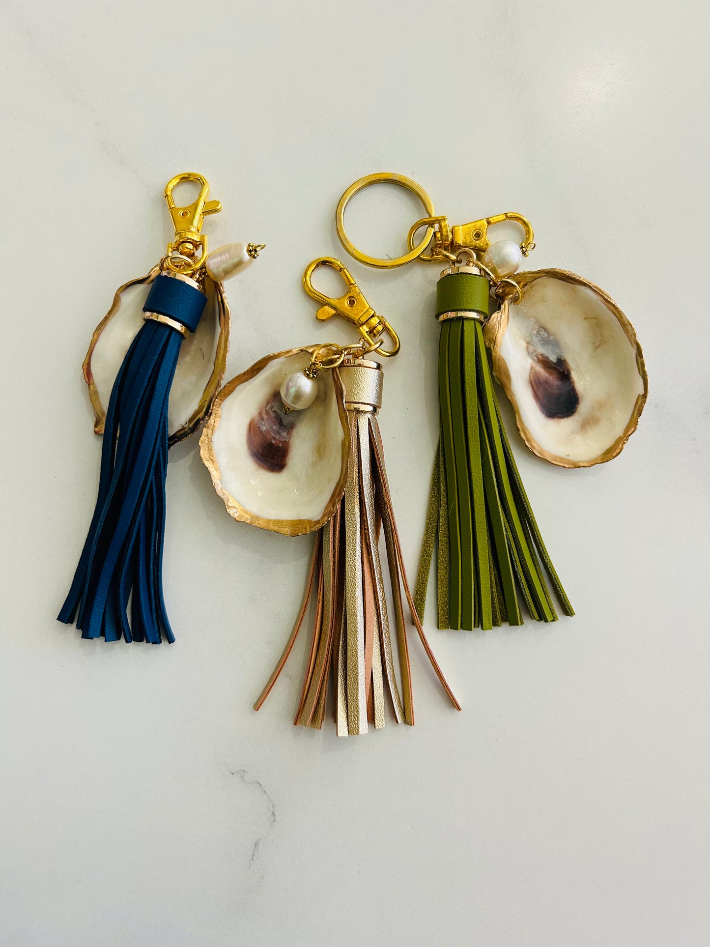 Oyster Shell Tassel Bag Charm