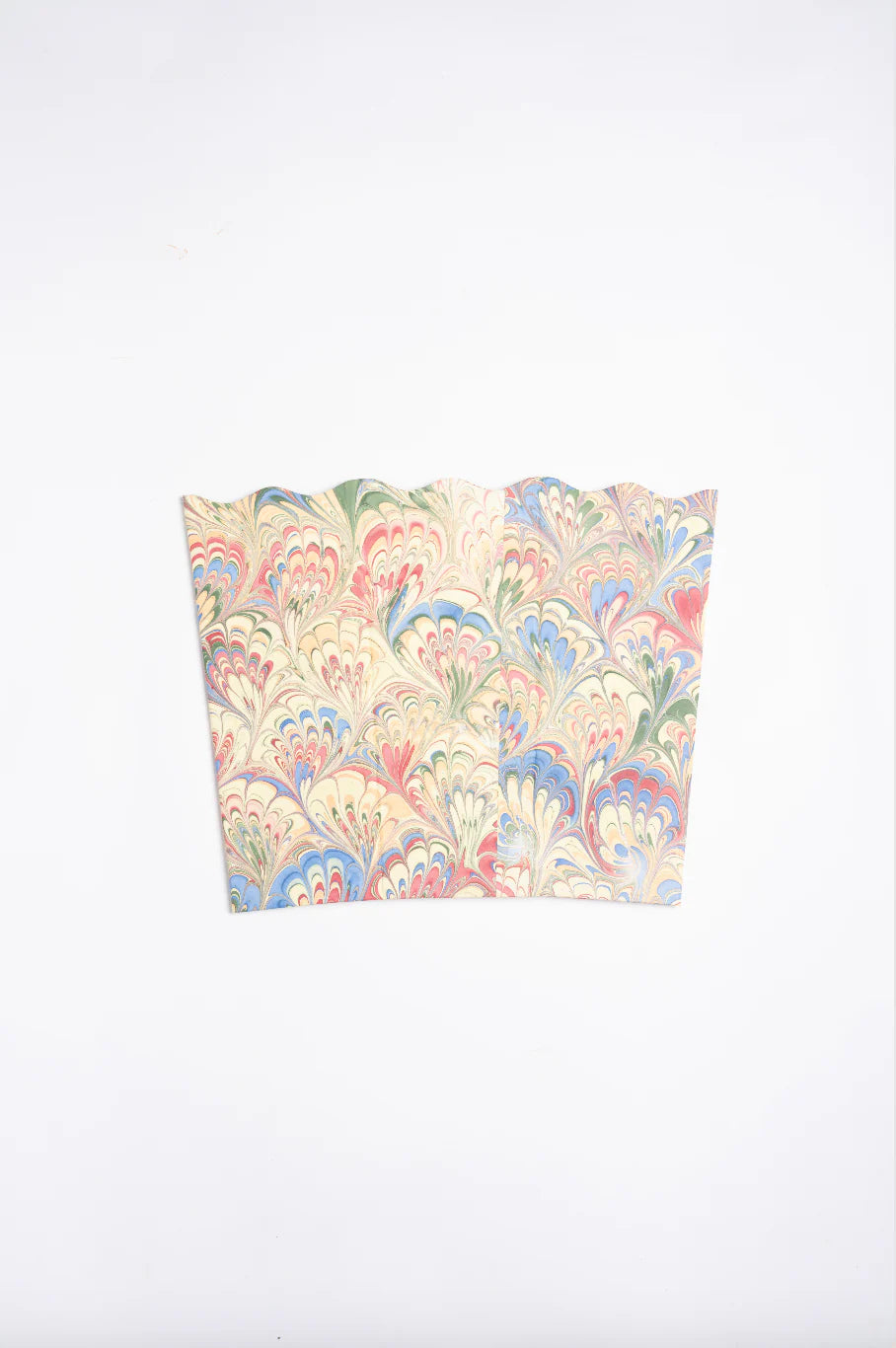 Hand-Marbled Scallop Waste Bin / Storage Bin in Multicolor