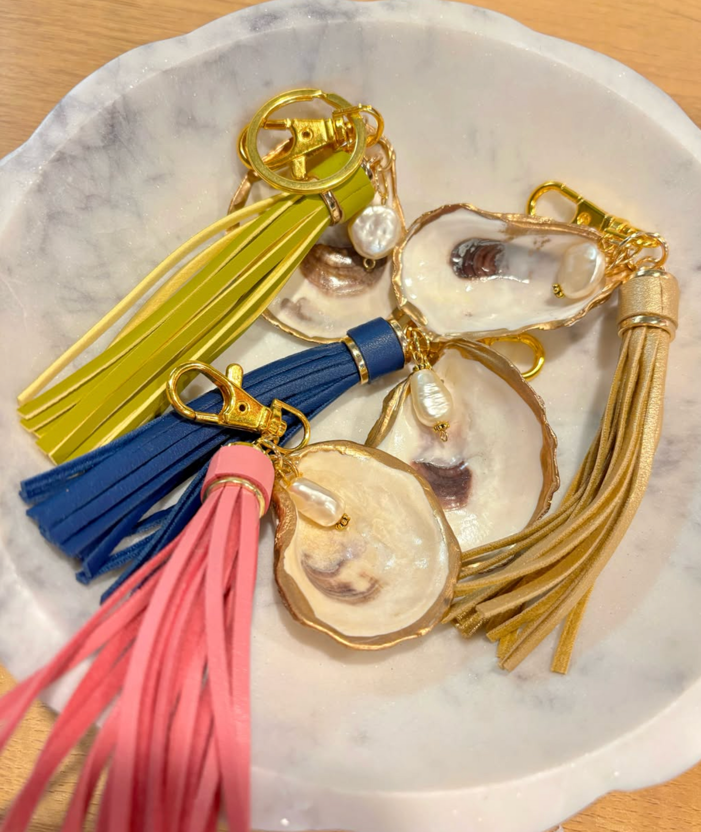 Oyster Shell Tassel Bag Charm