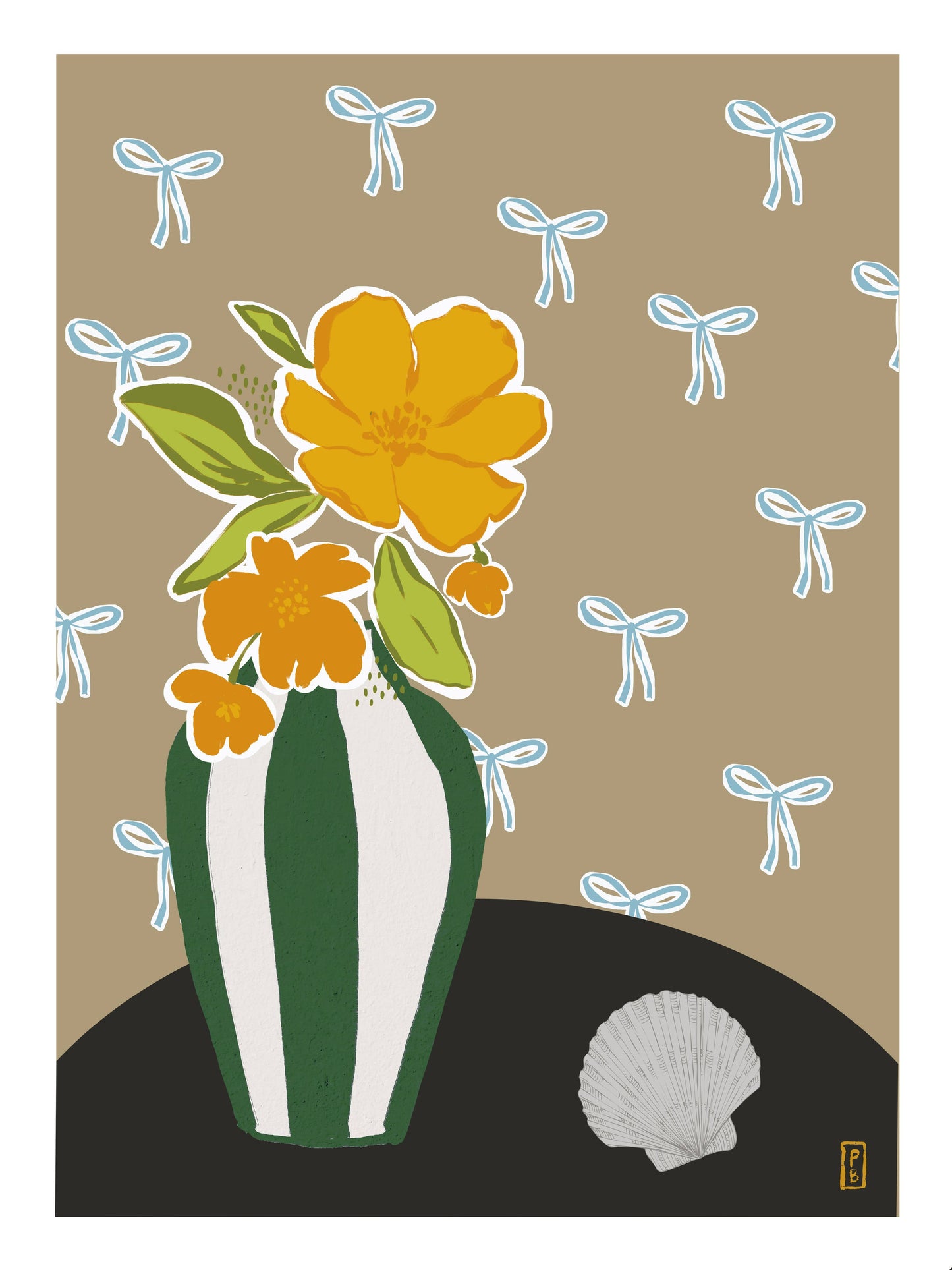 Pascale Berkowitz Studio Art - "Orange Flowers", Giclée Fine Art Print