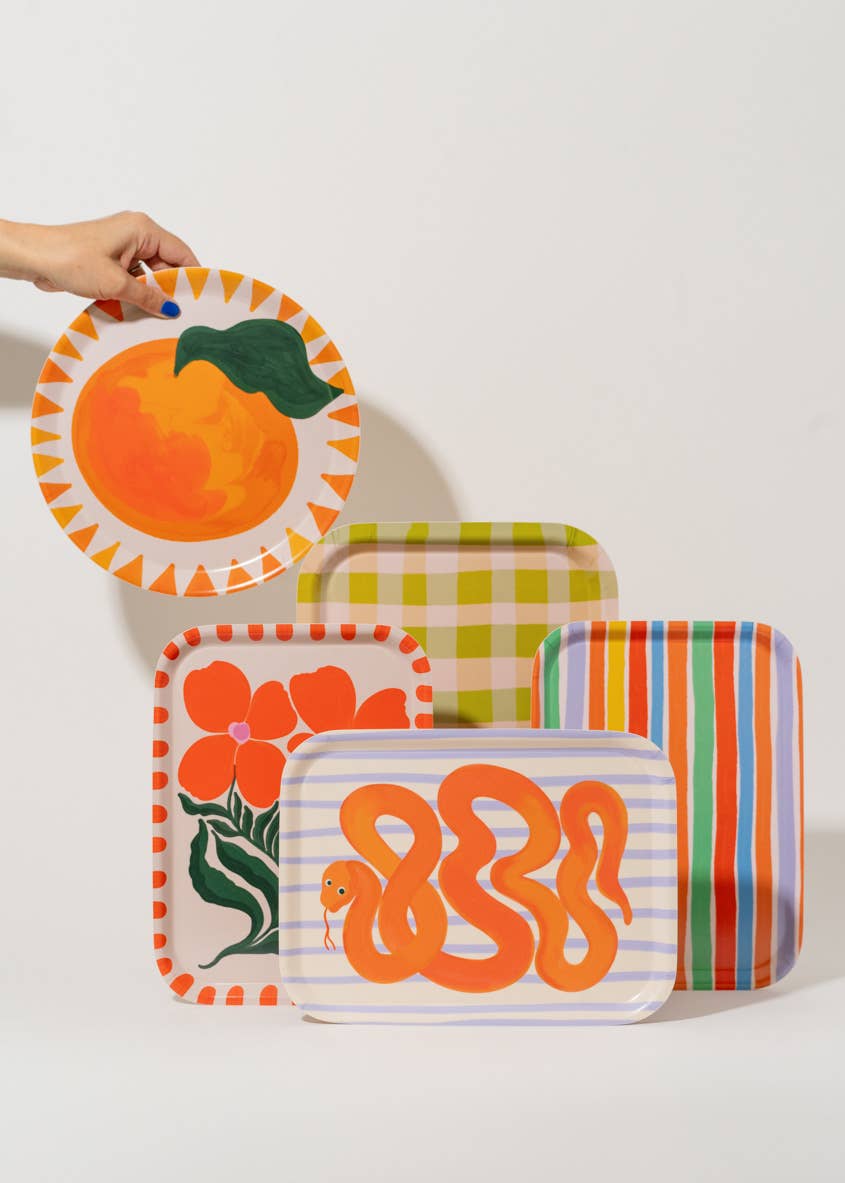 Summer Striped Bent Birch Serving Tray