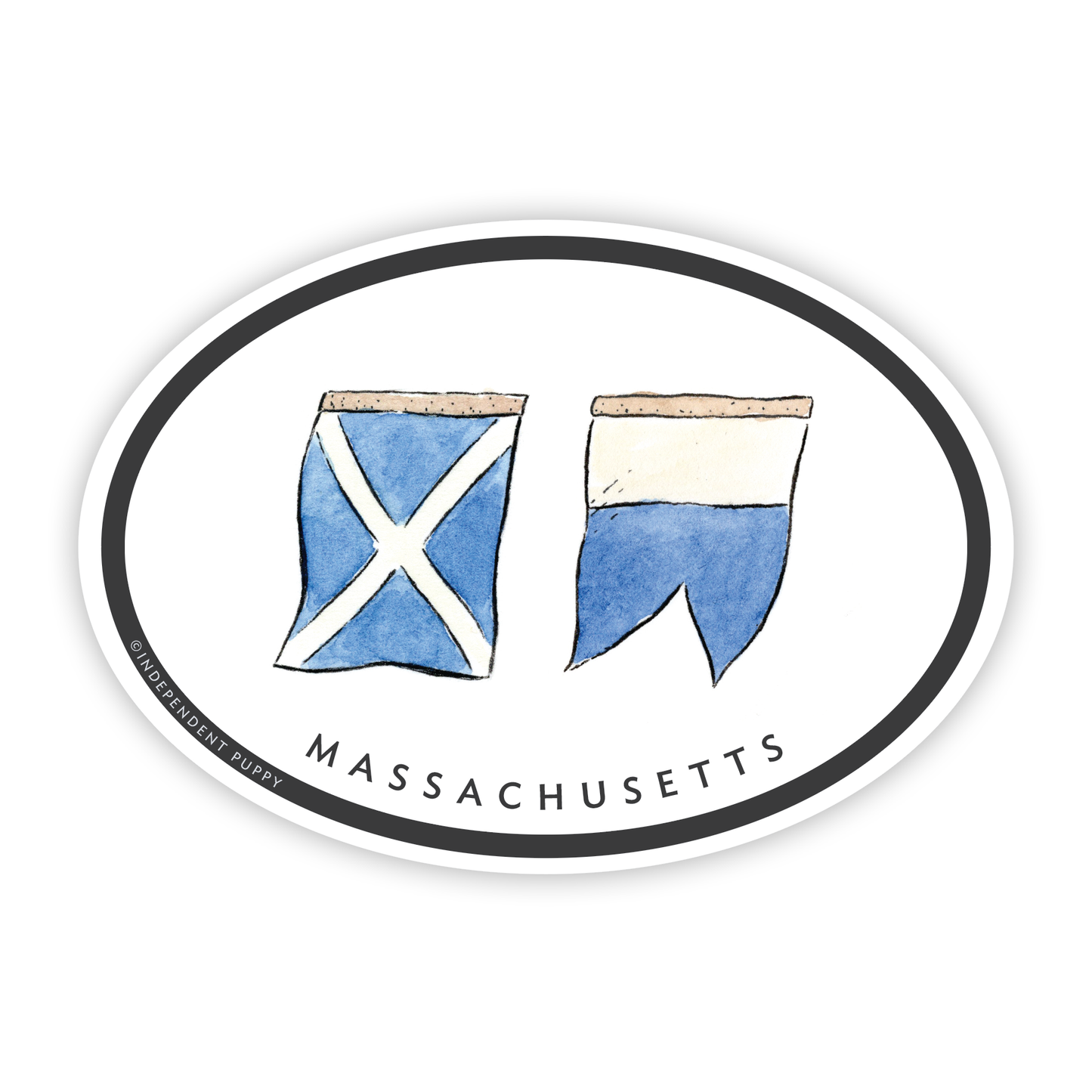 Massachusetts Euro-Style Oval Sticker | 5 x 3.5"