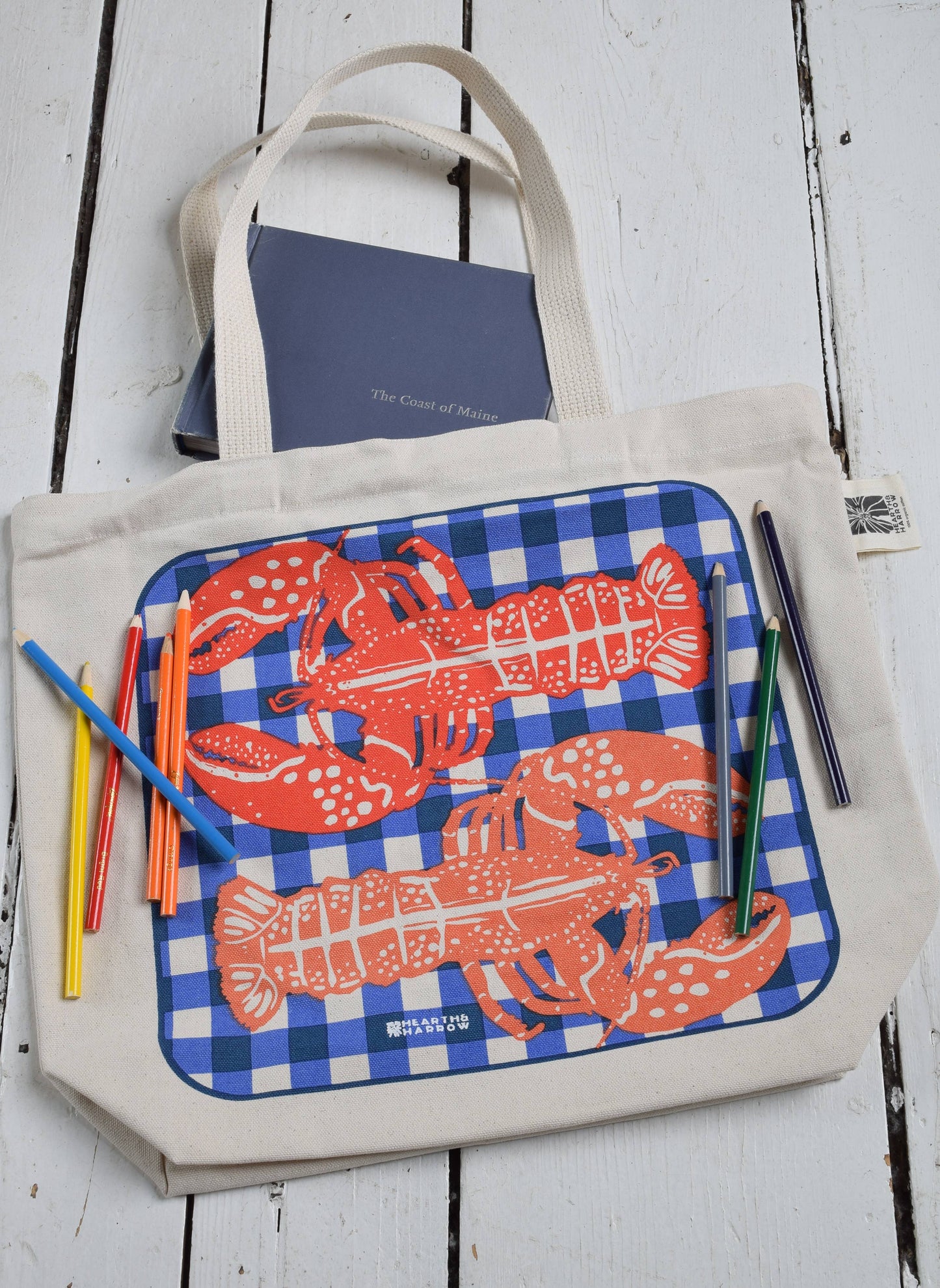 Hearth and Harrow - Lobster Tote Bag - 100% Cotton - Market and Beach Bag