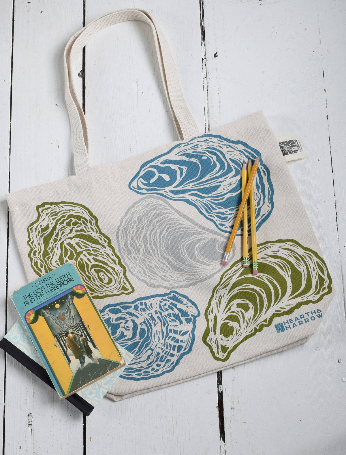 Hearth and Harrow - Oyster Tote Bag - 100% Cotton - Market and Beach Bag
