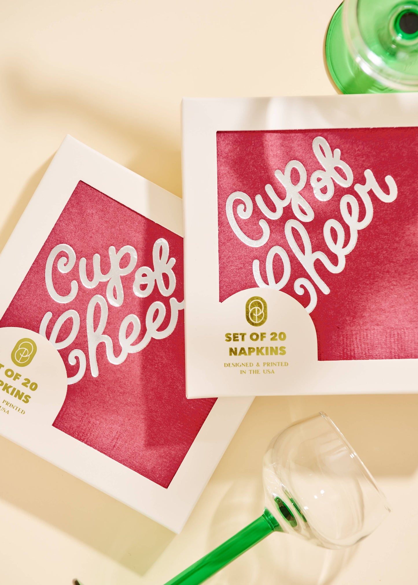 Cup of Cheer Burgundy Paper Beverage Napkin - Set of 20