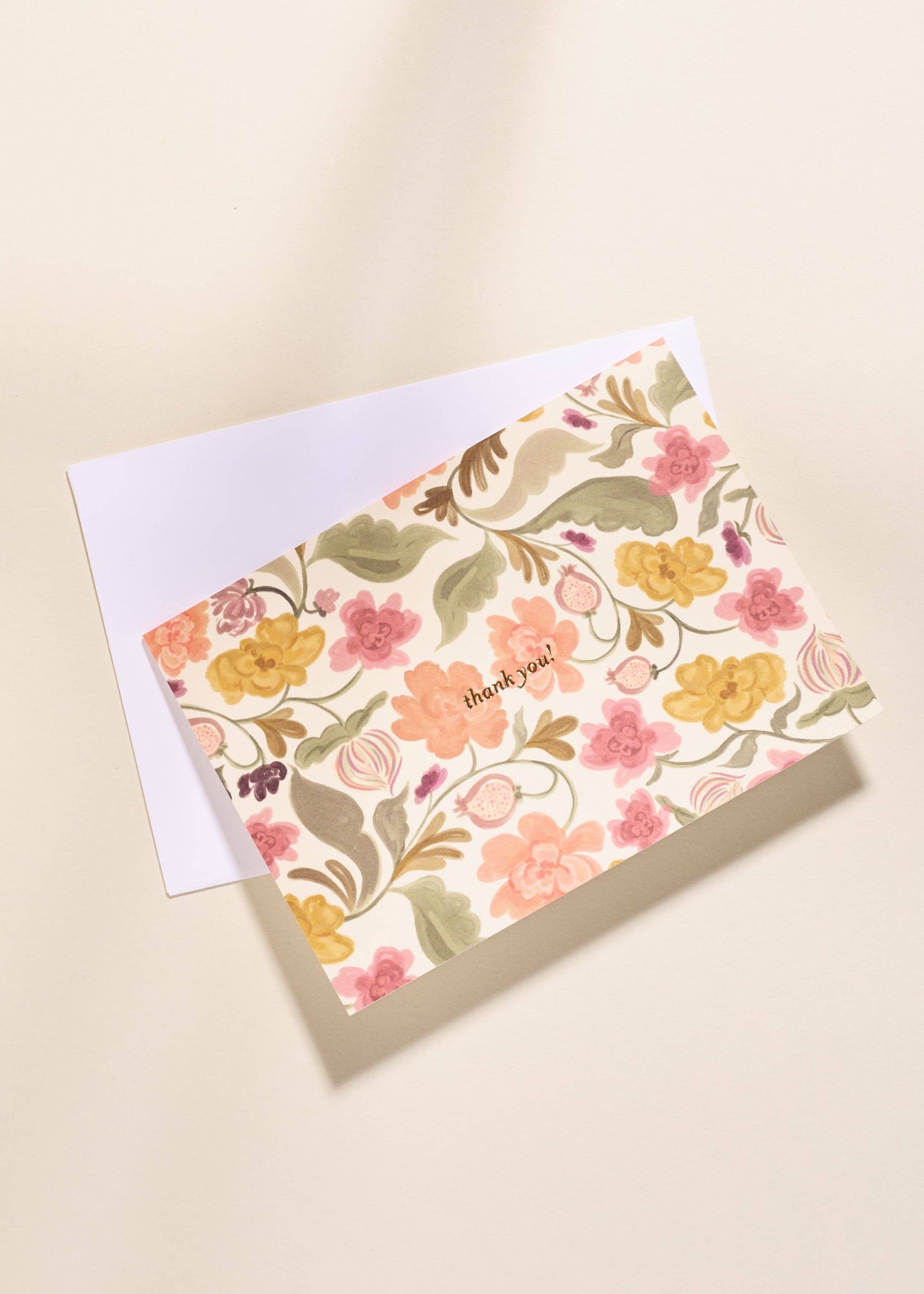 Harvest Floral Foil Pressed Folded Thank You Note -Set of 10