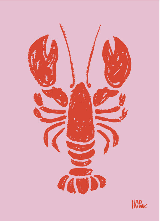 Lobster Print 5x7 - original (pink)