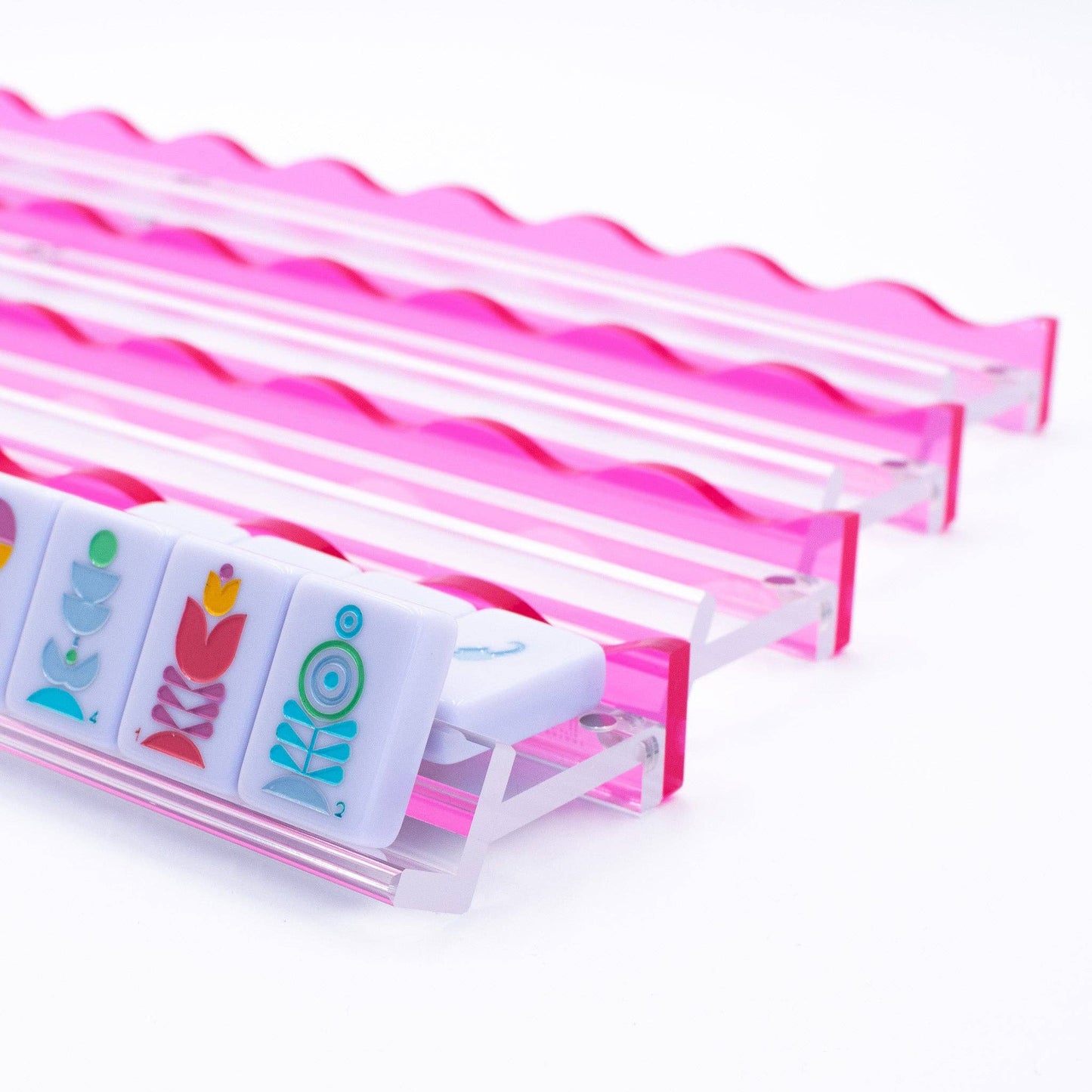 Wavy Acrylic Mahjong Racks | Multi-Colors | Magnetic Pushers