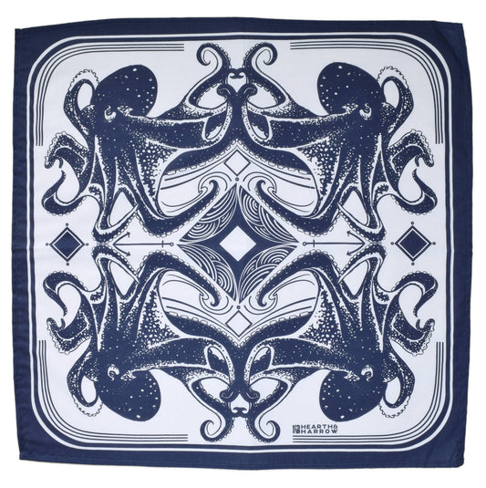 Octopus Bandana - 100% Cotton - Nautical Print - Hanky Ascot