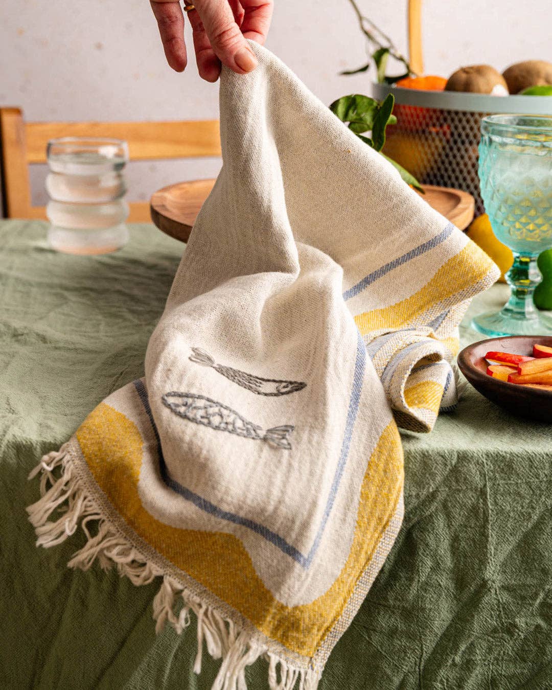 Sardine - Hand-Stitched Kitchen Tea Towel Set