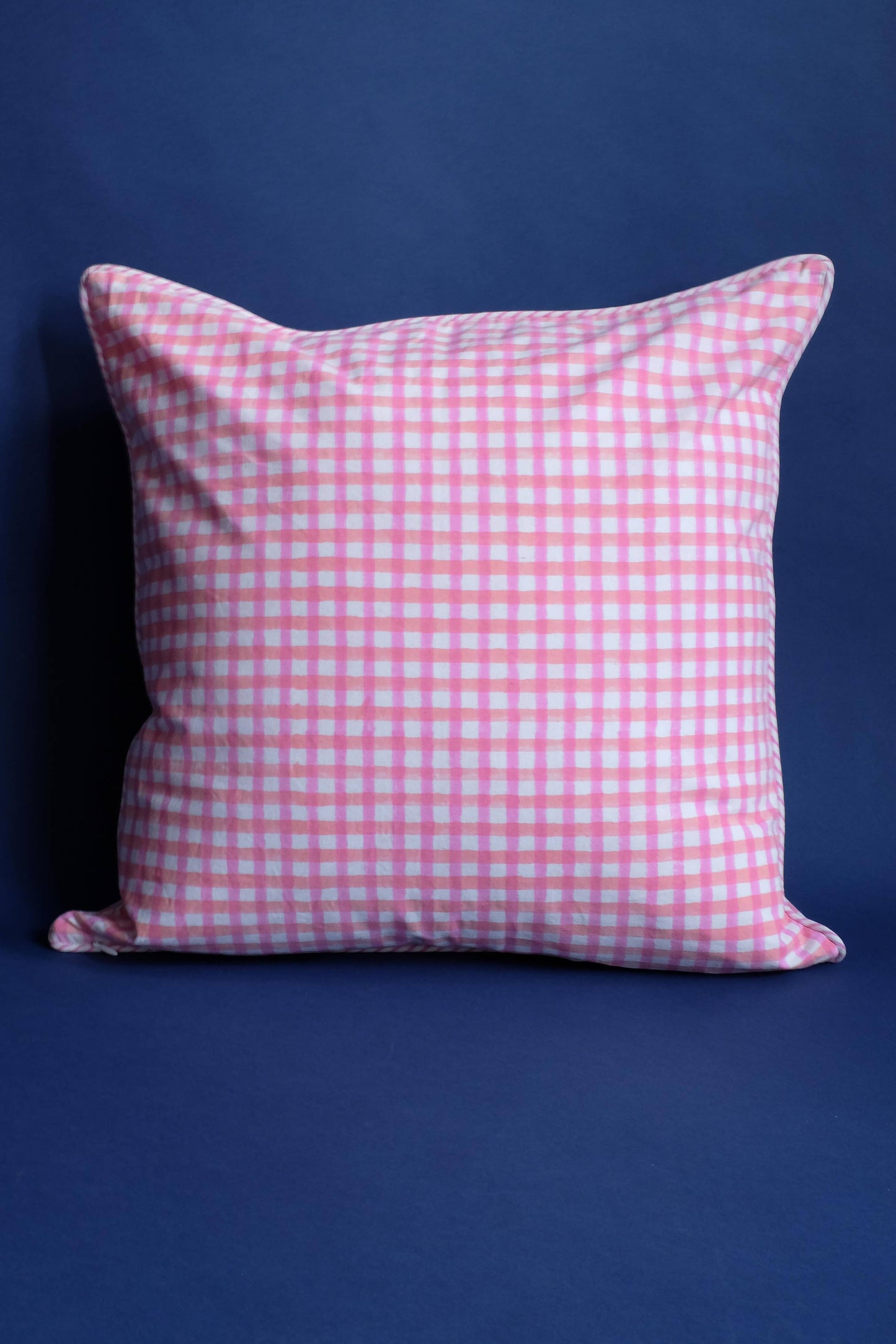 Dahlia Gingham Blockprint Throw Pillow 20x20