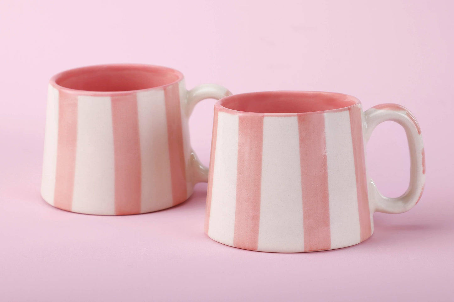 Ceramic Pink Stripe Coffee cup