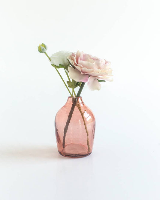 Handblown Hammered Bud Vase - Blush