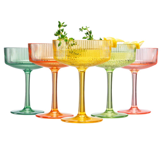Shatterproof Acrylic Ribbed Champagne Coupes