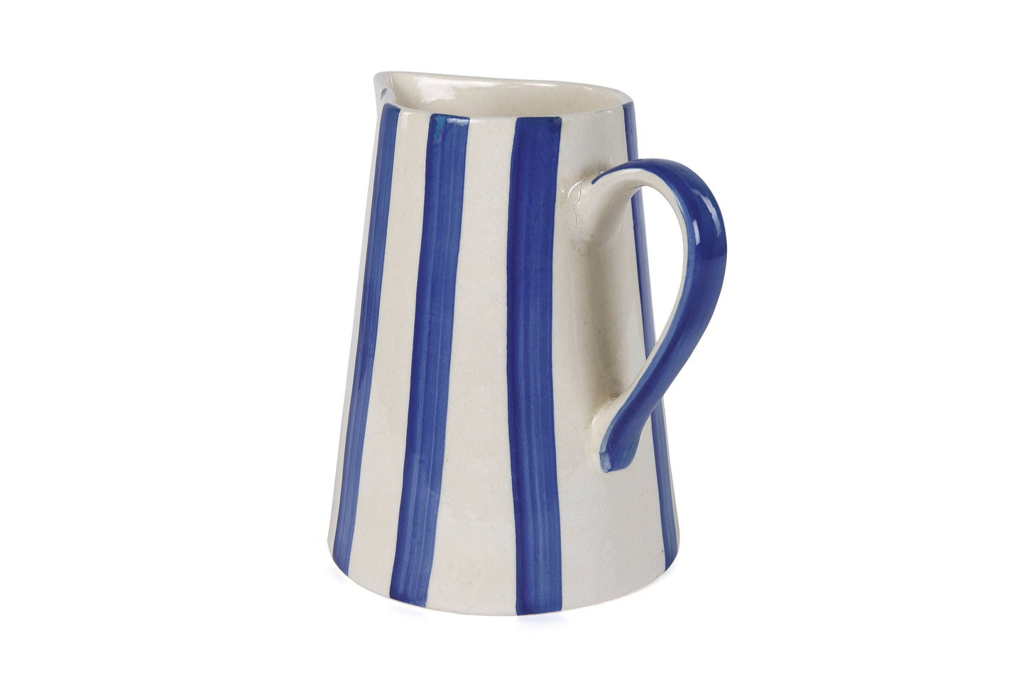 Ceramic Stripe Pitcher, Blue