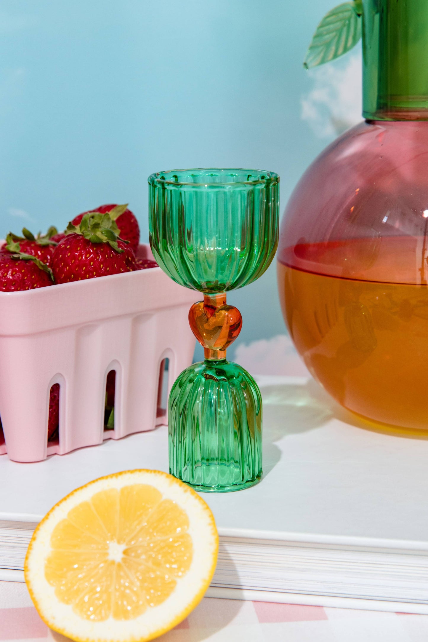 Tipsy Turvy Double Shot Glass Green & Orange