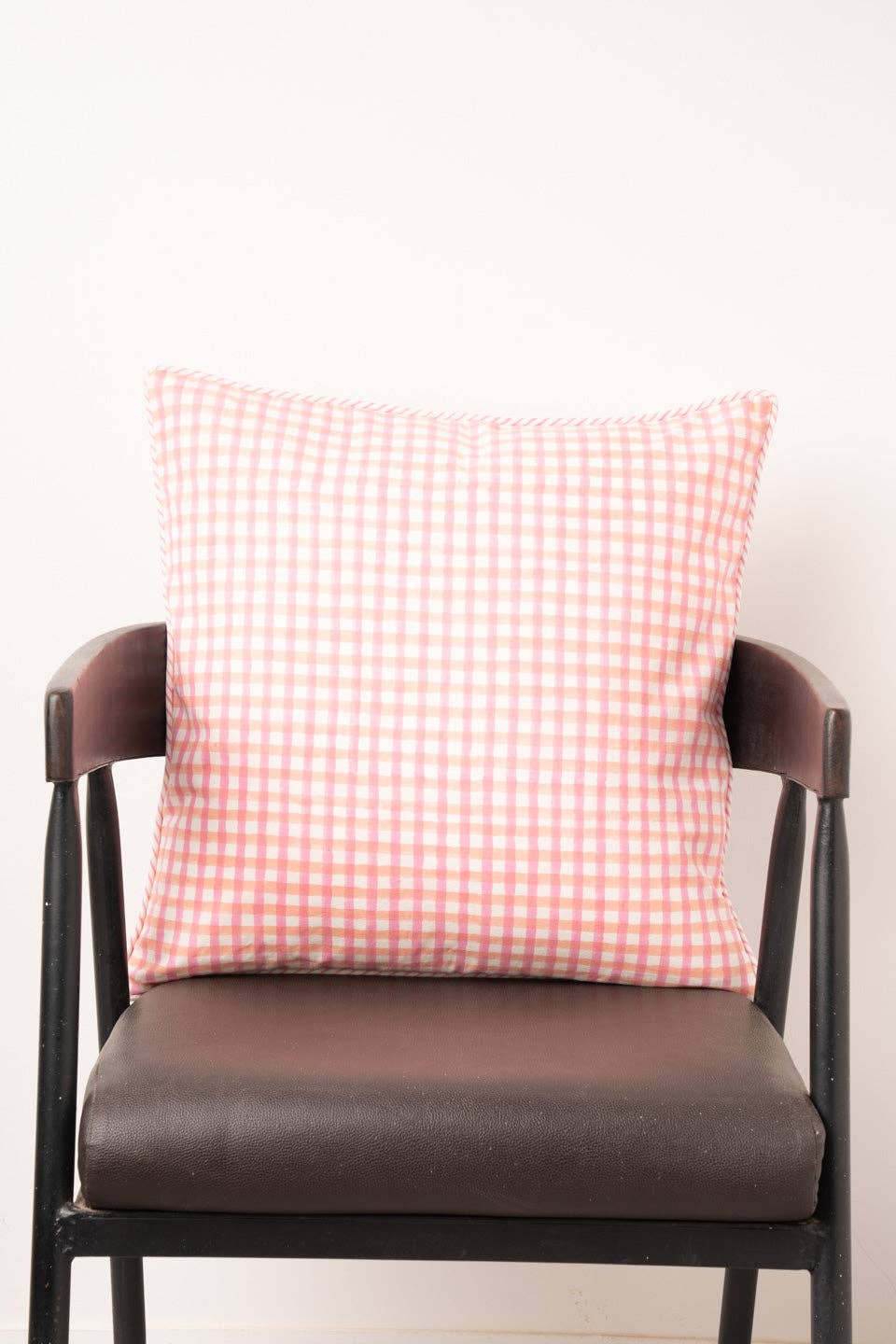 Dahlia Gingham Blockprint Throw Pillow 20x20
