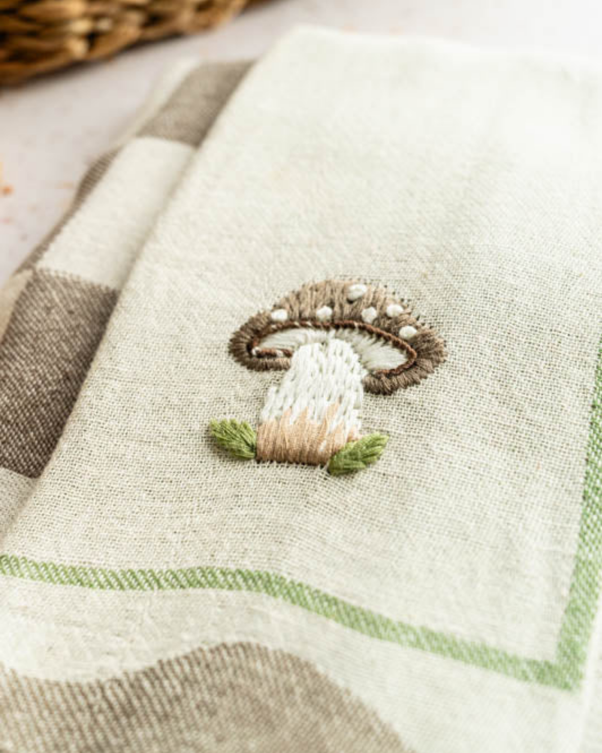 Mushroom - Hand-Stitched Kitchen Tea Towel Set
