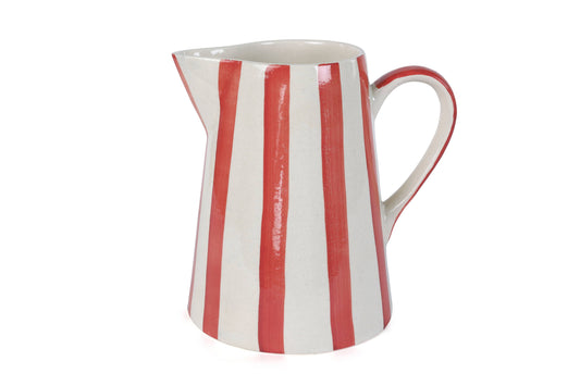 Ceramic Stripe Pitcher, Red