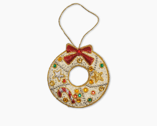 Sequin Ribbon Wreath Ornament