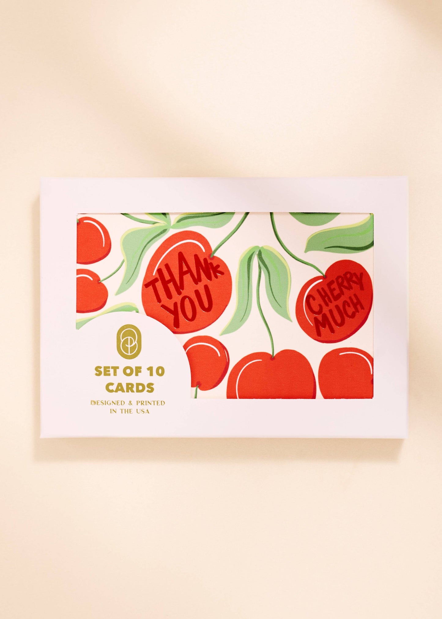 One & Only Paper - Thank You Cherry Much Foil Printed 4 Bar Folded Card - Set of 10