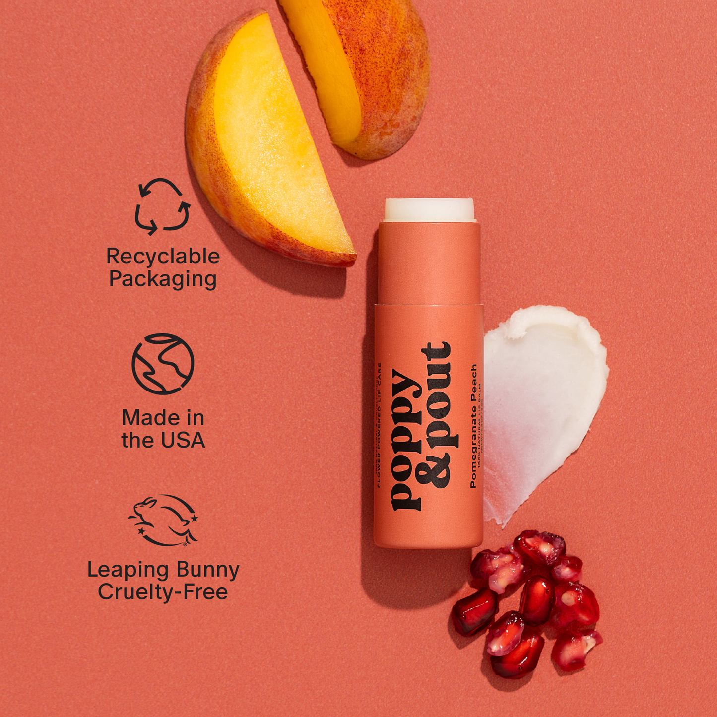 Poppy & Pout - Lip Balm, Pomegranate Peach