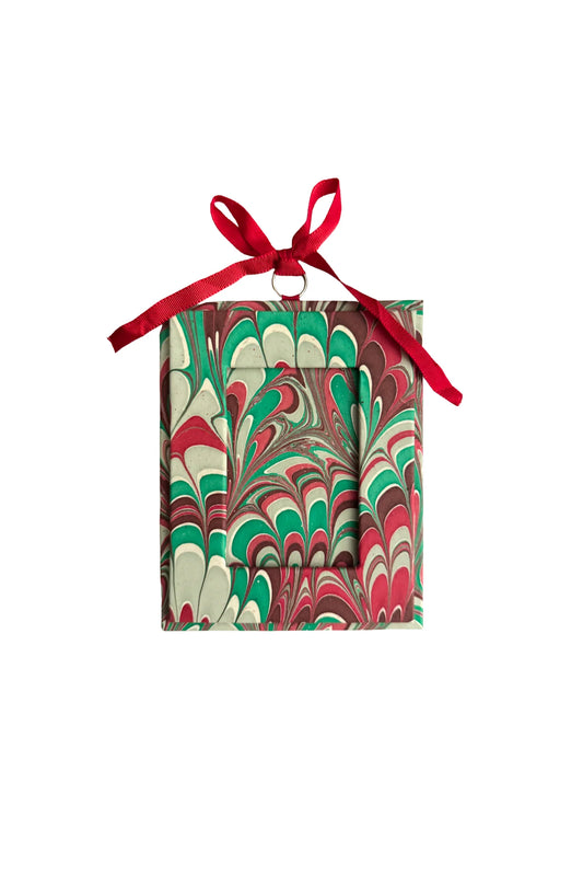 Holiday Picture Frame Ornament in Festive Marble
