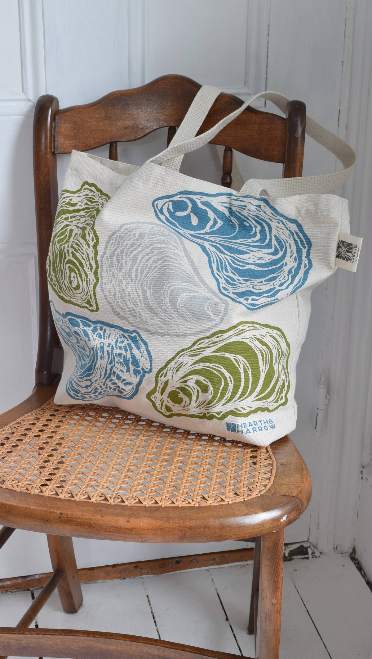 Hearth and Harrow - Oyster Tote Bag - 100% Cotton - Market and Beach Bag