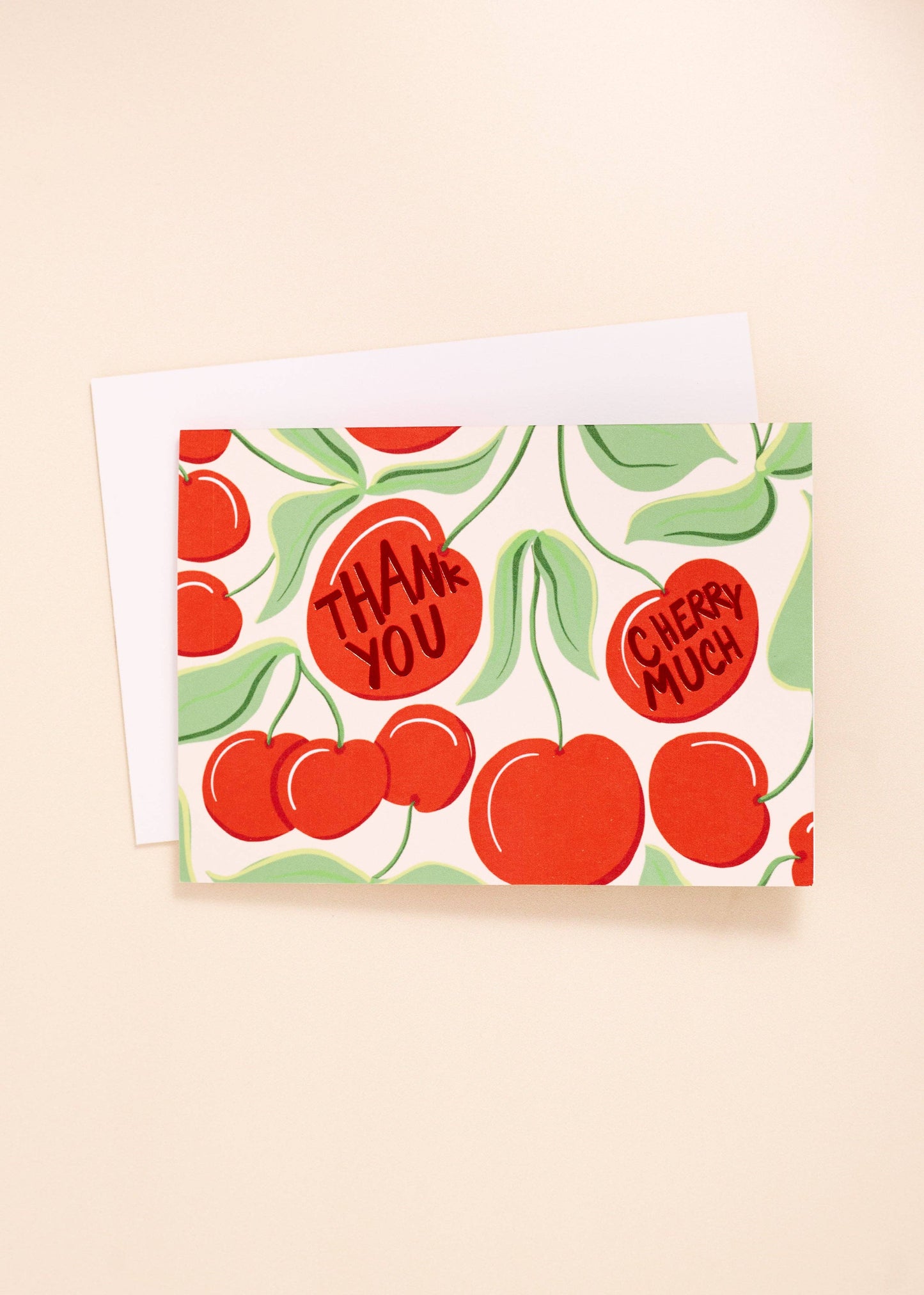 One & Only Paper - Thank You Cherry Much Foil Printed 4 Bar Folded Card - Set of 10