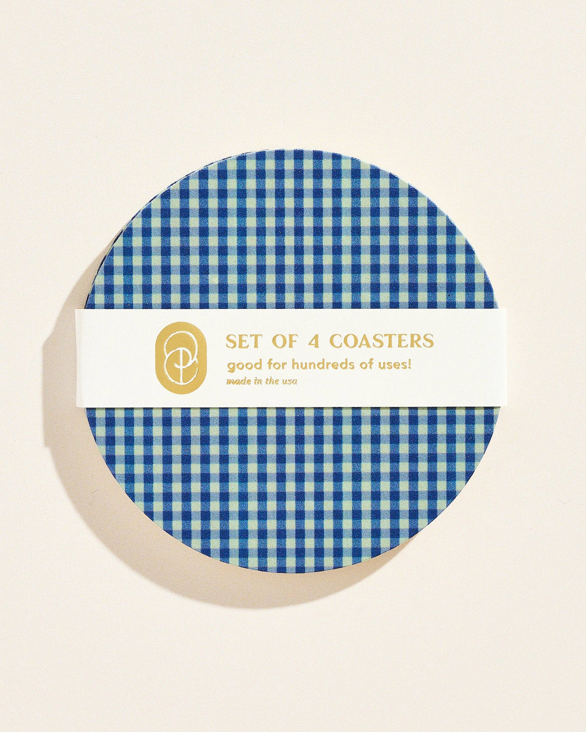 Blue Gingham Coasters - Set of 4