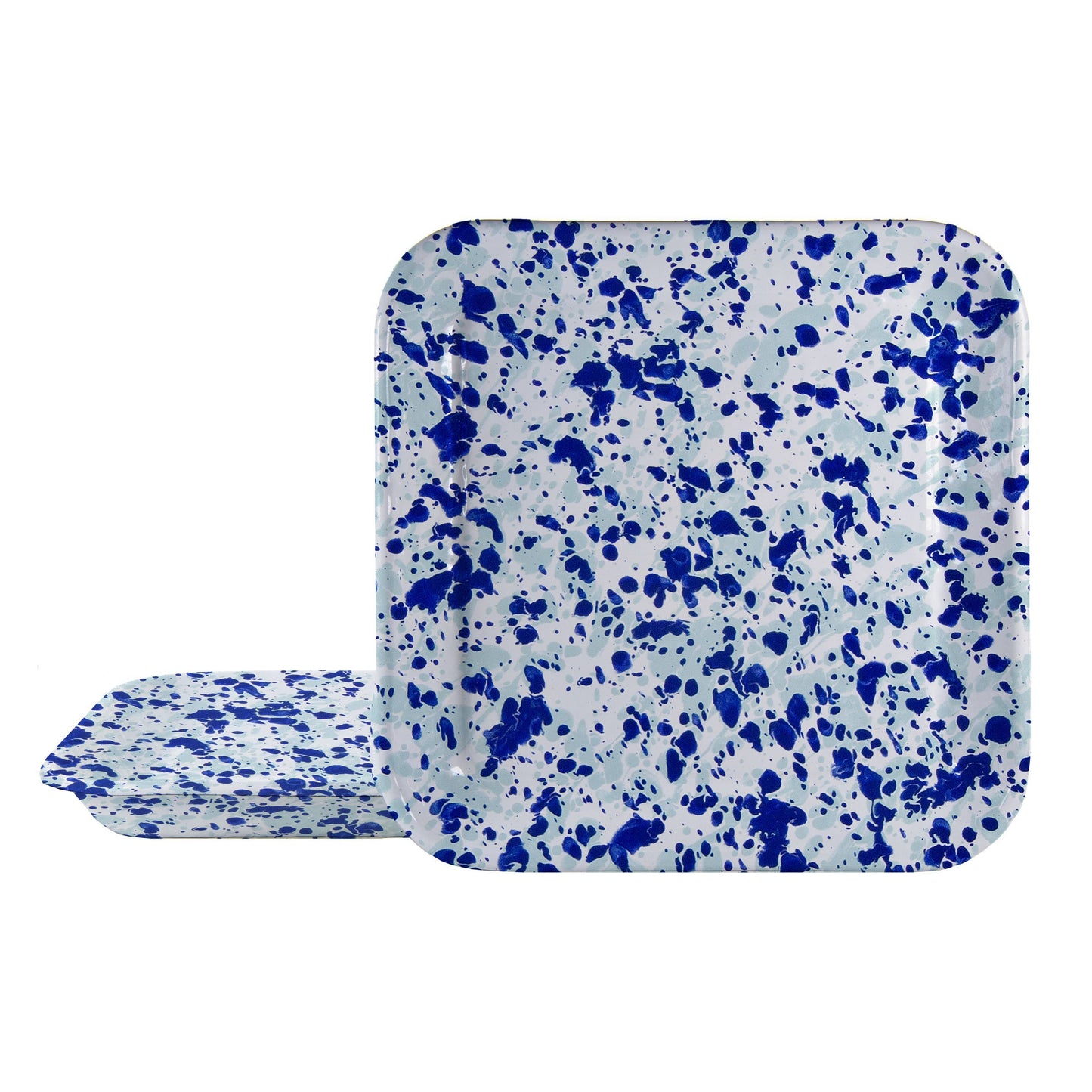 Enamelware Set of 2 Square Plates - Cobalt