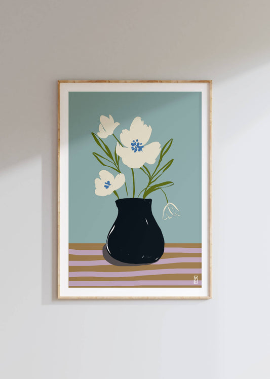 Pascale Berkowitz Studio Art - "Cream Flowers", Giclée Fine Art Print