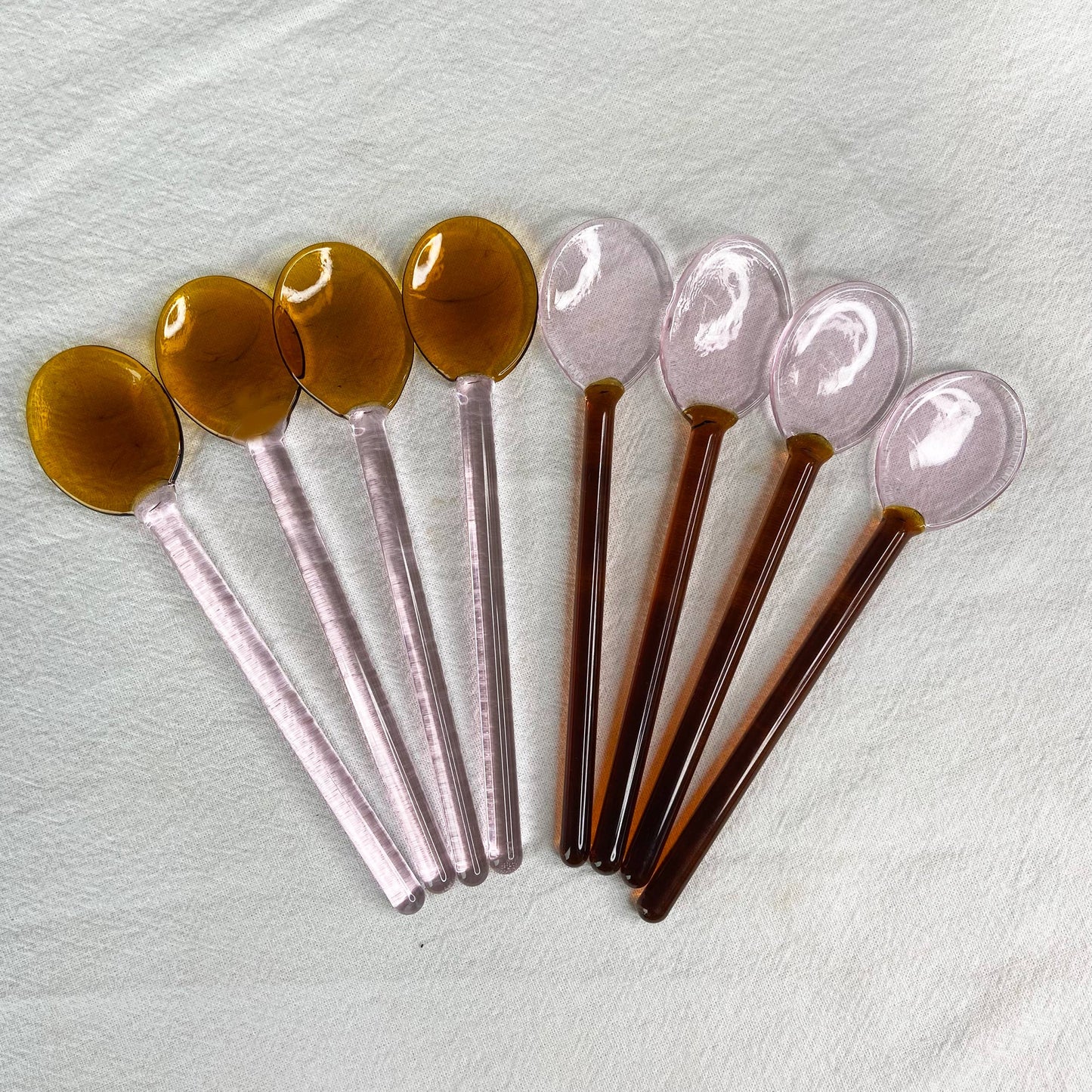 Casa Amarosa - Glass Spoons Amber-Pink, - 4.9 x 1 Inches