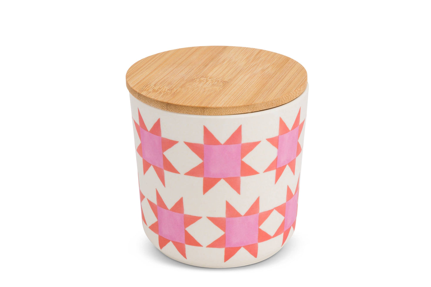 35oz Sara Fitz Bamboo Fiber Food Canister Pink Quilt