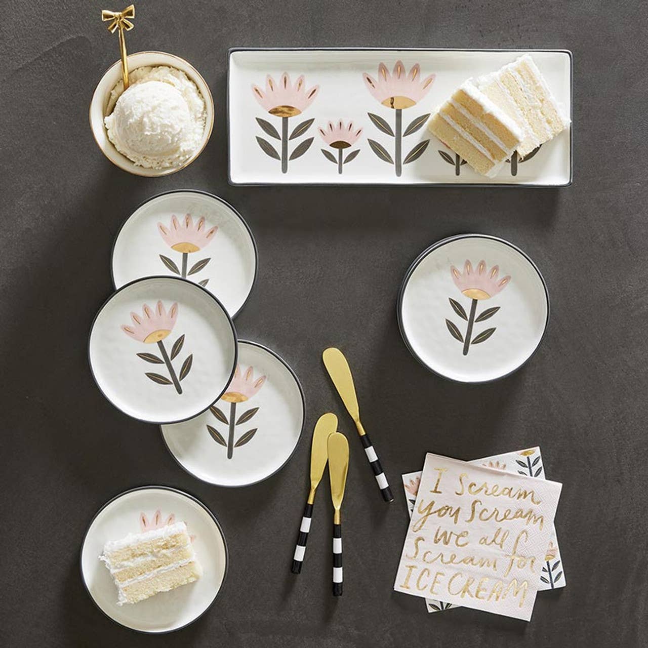 Flower Ceramic Appetizer Plates - Set of 4