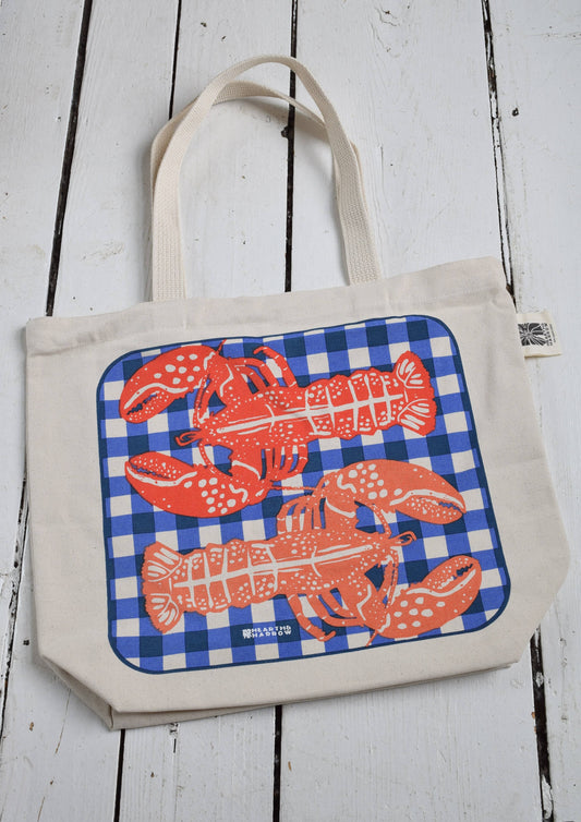 Hearth and Harrow - Lobster Tote Bag - 100% Cotton - Market and Beach Bag
