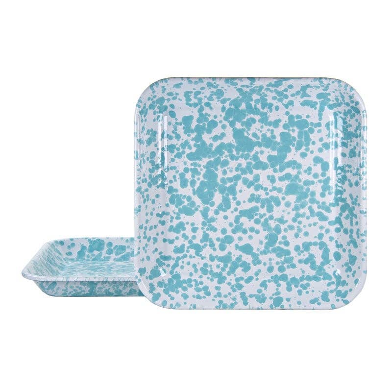 Enamelware Set of 2 Square Plates - Cobalt