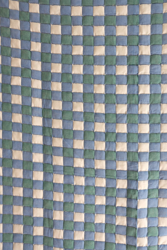 Purple & Blue Checkered Reversible Sujani Quilt