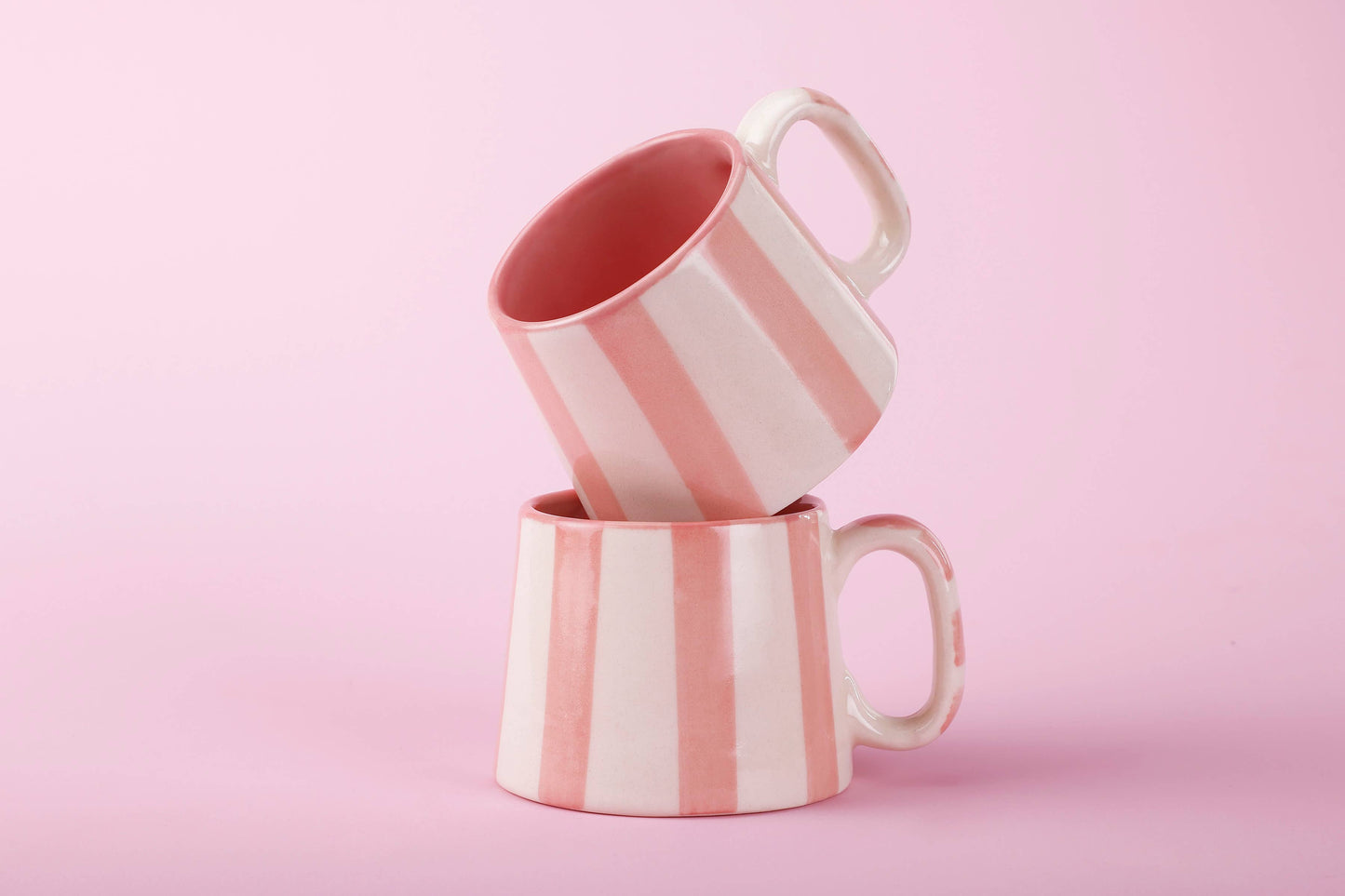 Ceramic Pink Stripe Coffee cup