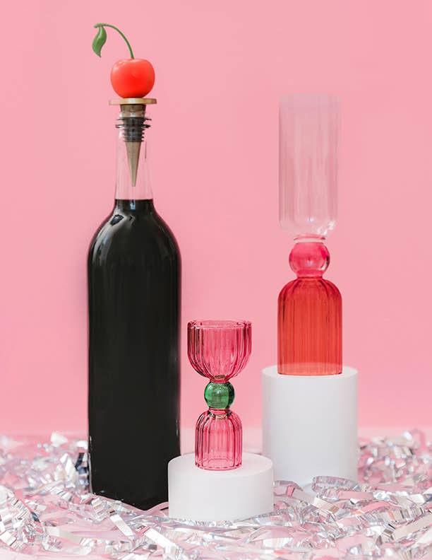 Tipsy Turvy Bar Glass, Colorblock Set of 2