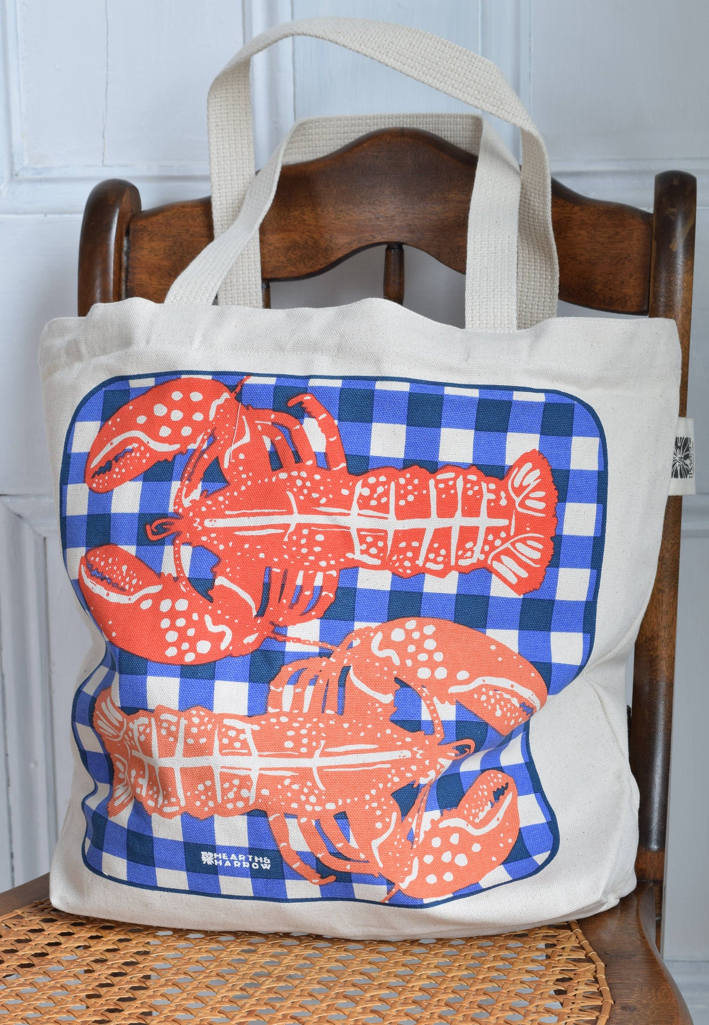 Hearth and Harrow - Lobster Tote Bag - 100% Cotton - Market and Beach Bag