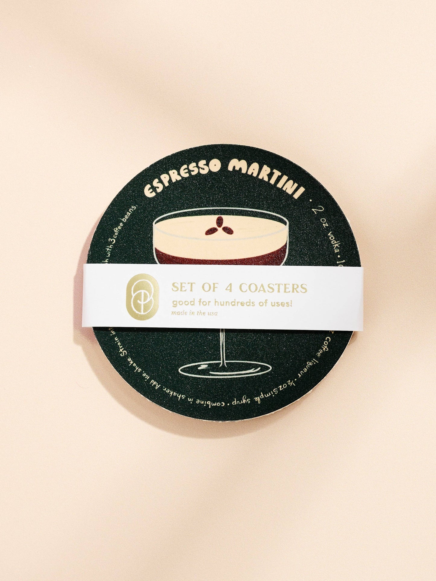 One & Only Paper - Espresso Martini Recipe Coasters - Set of 4