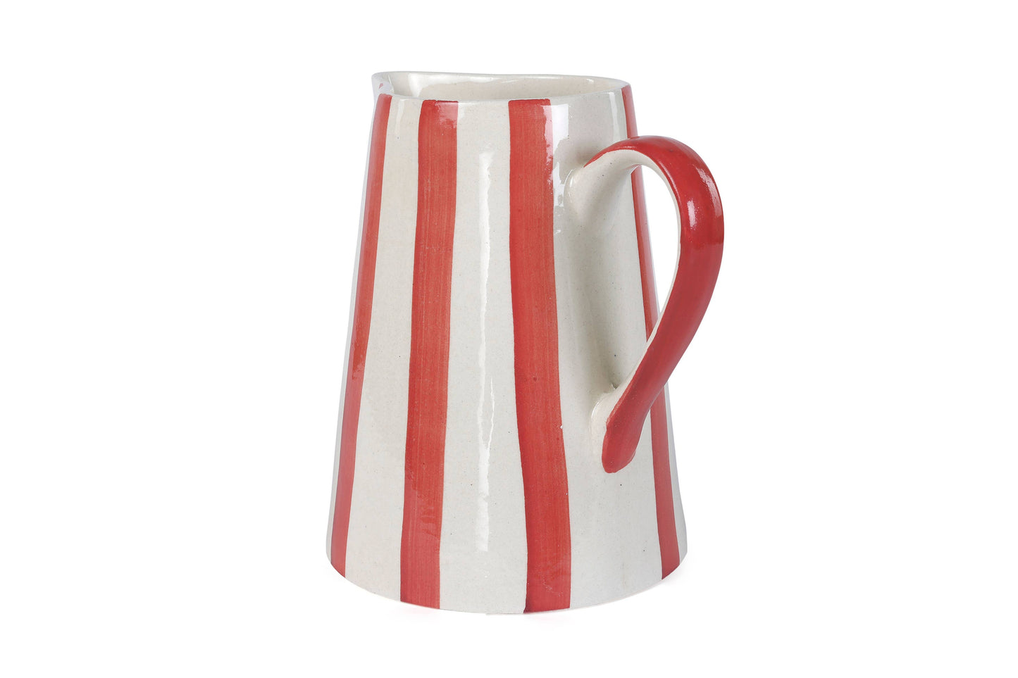 Ceramic Stripe Pitcher, Red