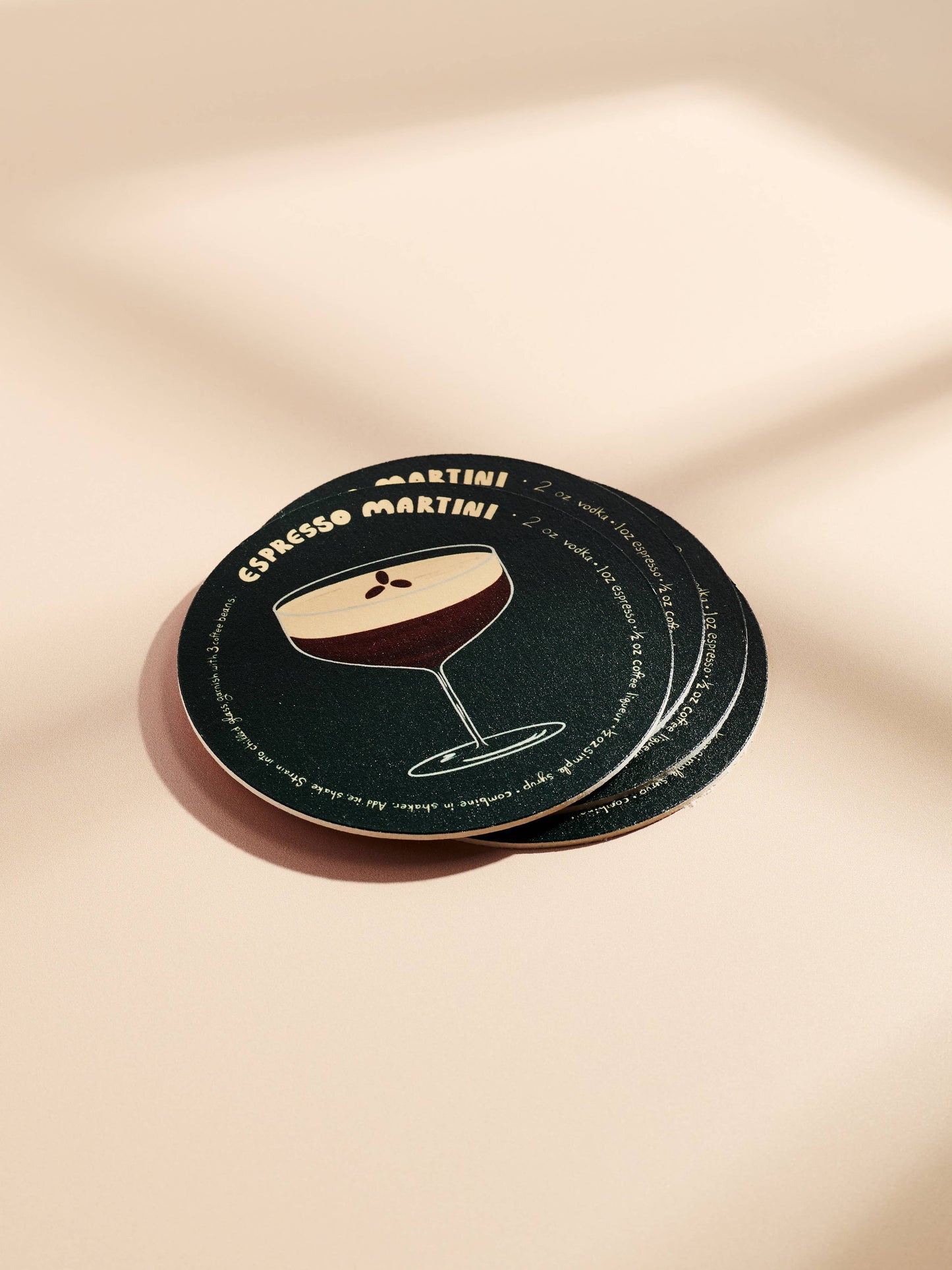 One & Only Paper - Espresso Martini Recipe Coasters - Set of 4