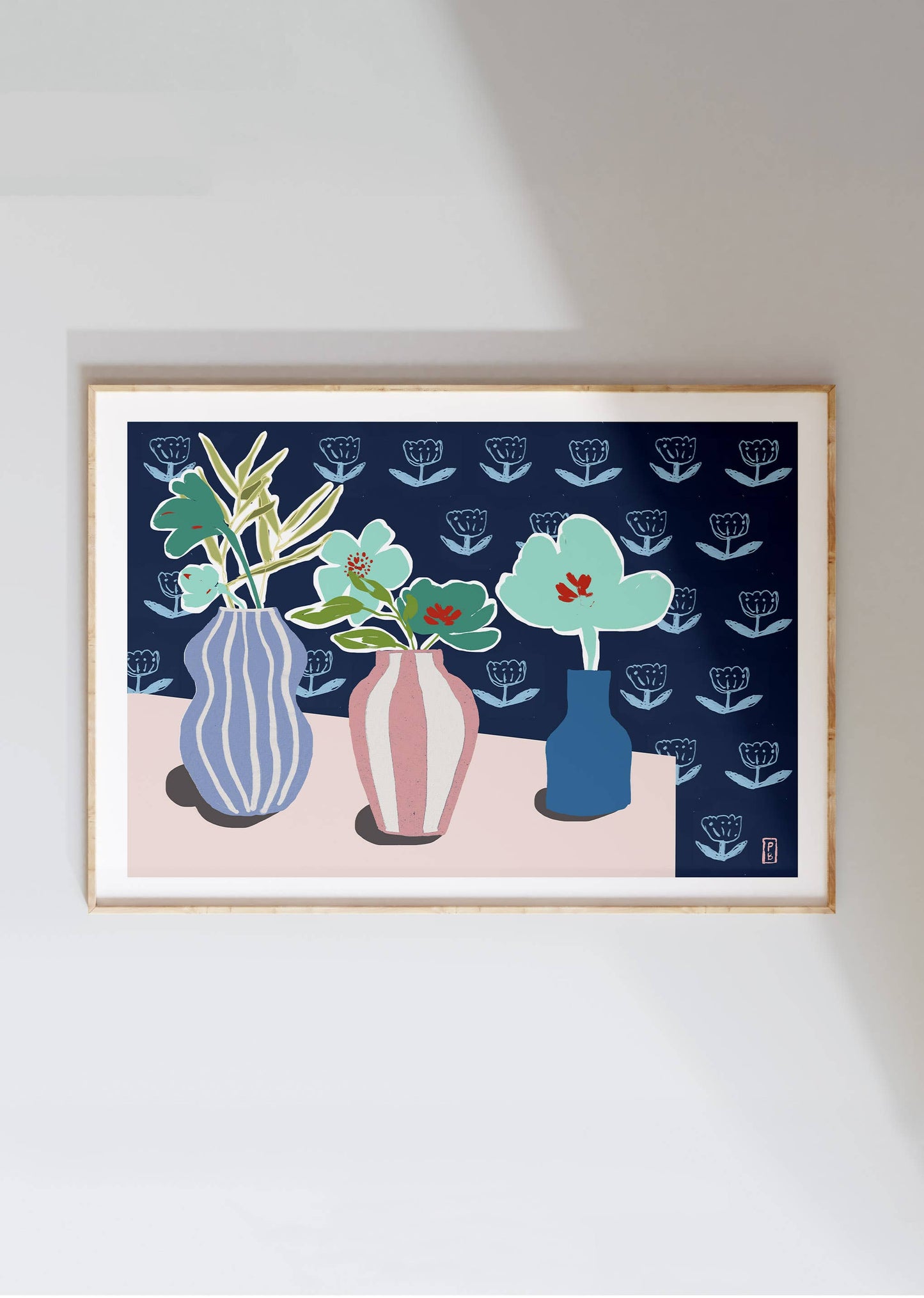 Pascale Berkowitz Studio Art - "Teal Flowers", Giclée Fine Art Print
