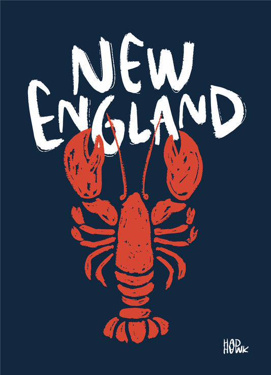 New England Lobster Print 5x7 - original (navy)