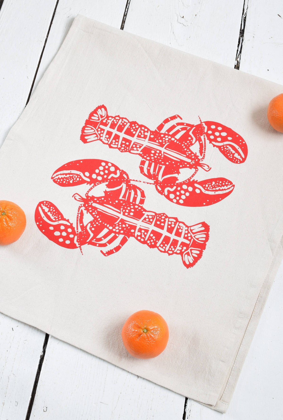 Hearth and Harrow - Double Lobster Tea Towel in Red - Nautical Gifts - Handmade
